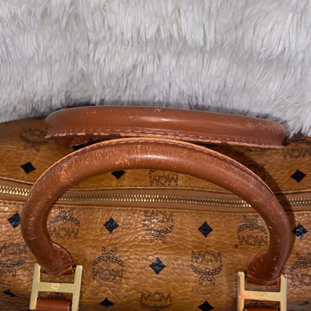 MCM Visetos Monogram Cognac Boston Bag - Picture 3 of 16